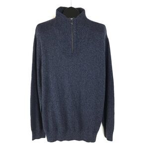 CK Calvin Klein Sweater Men's XL Mock Neck Pullover Blue Cotton Blend 1/4 Zip